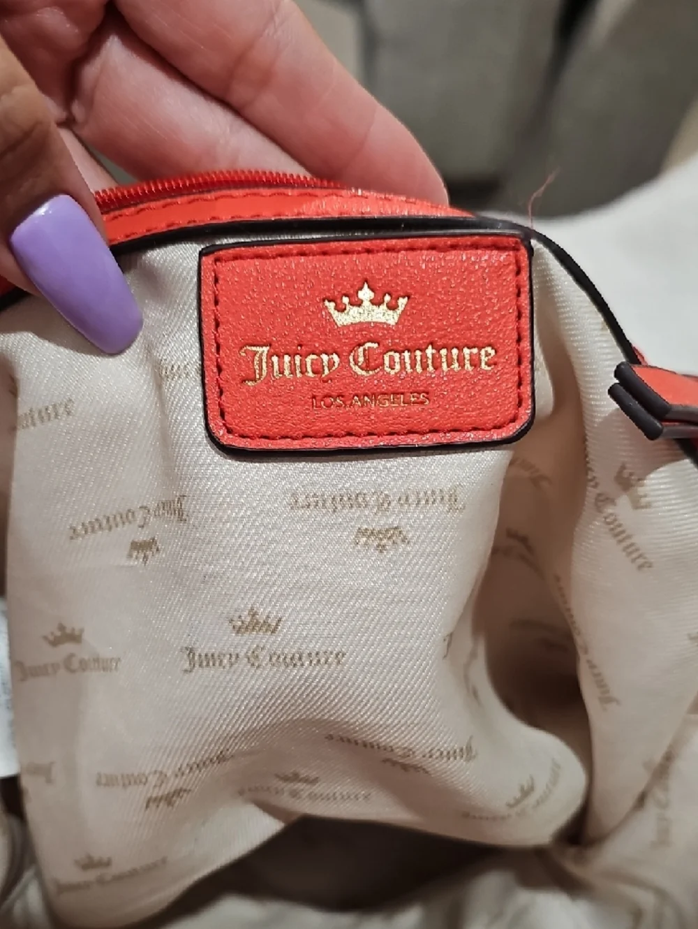 Juicy Couture Orange Mini Backpack with Gold Turn-Lock Detail